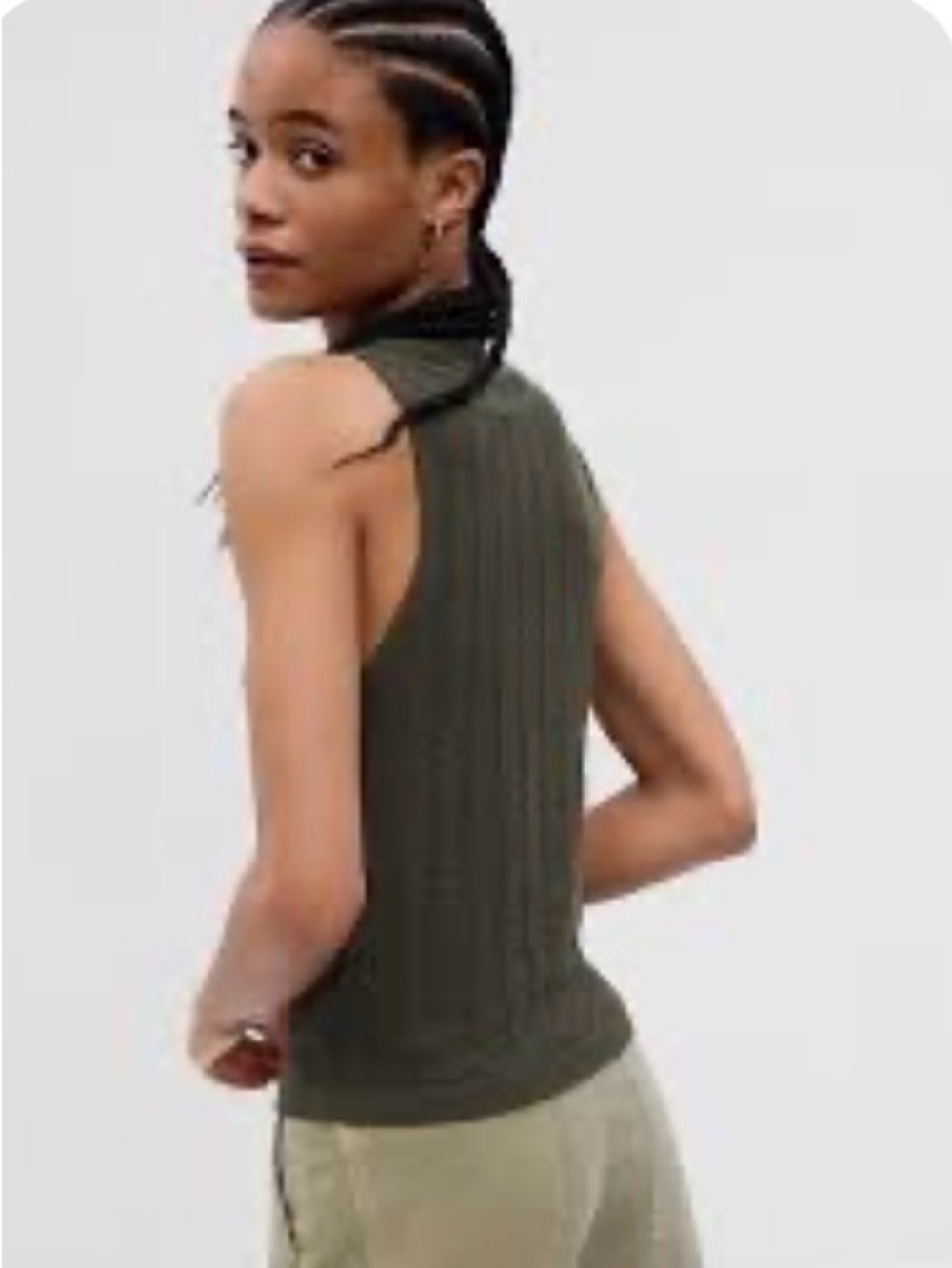 Gap Deep Green Pointelle Mockneck Sweater Tank